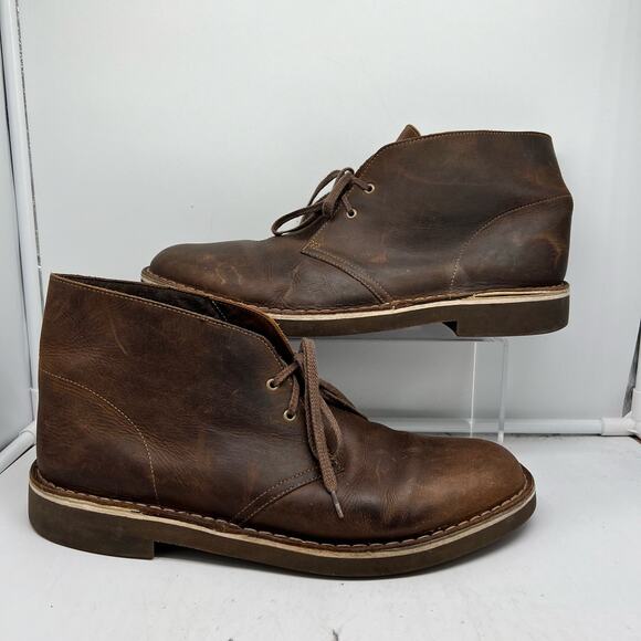 Clark’s Boots Mens 12 Brown Leather Chukka Distressed - Picture 1 of 9
